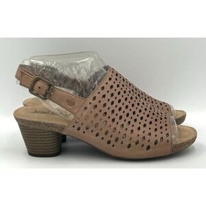 Josef Seibel Women Open Toe Laser Cut Slingback  Tan‎ Leather Size 37 EU US 6.5